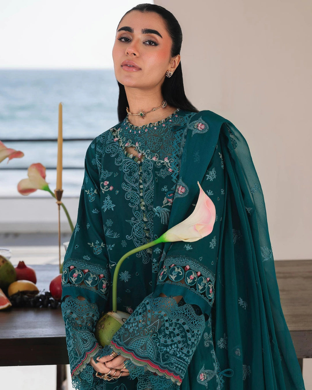 Qalamkar 3-Piece Chikankari Embroidered Luxury Lawn Suit (Unstitched) SA #04