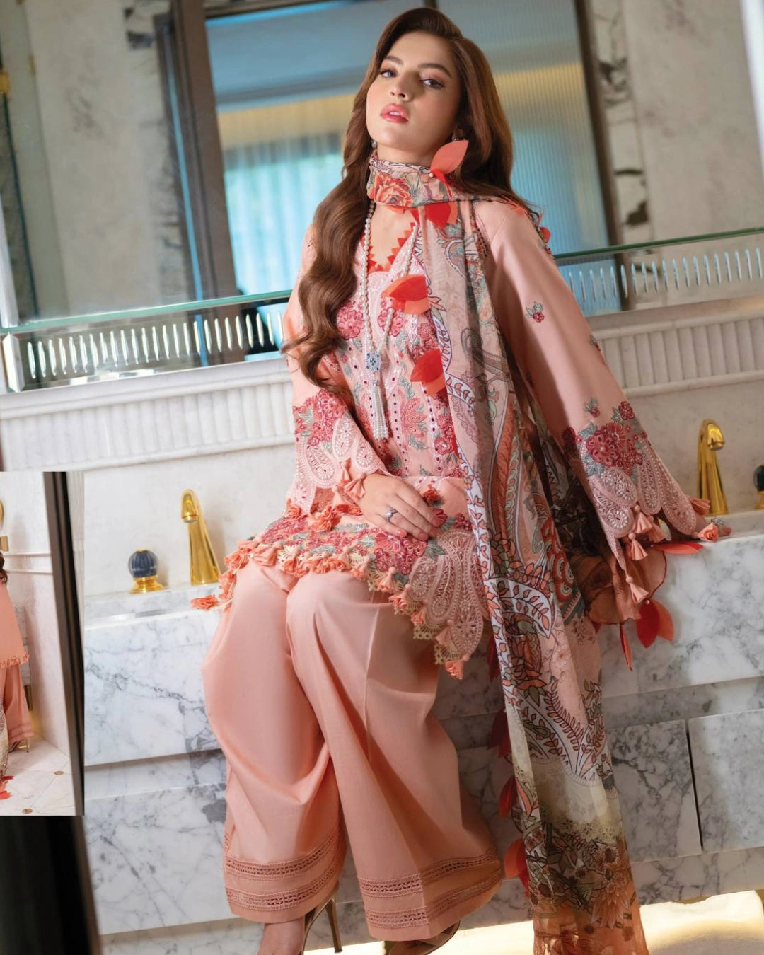 Jade Ombre Starlet Luxury Lawn – Chikankari Embroidered Unstitched 3-Piece Suit | 20823