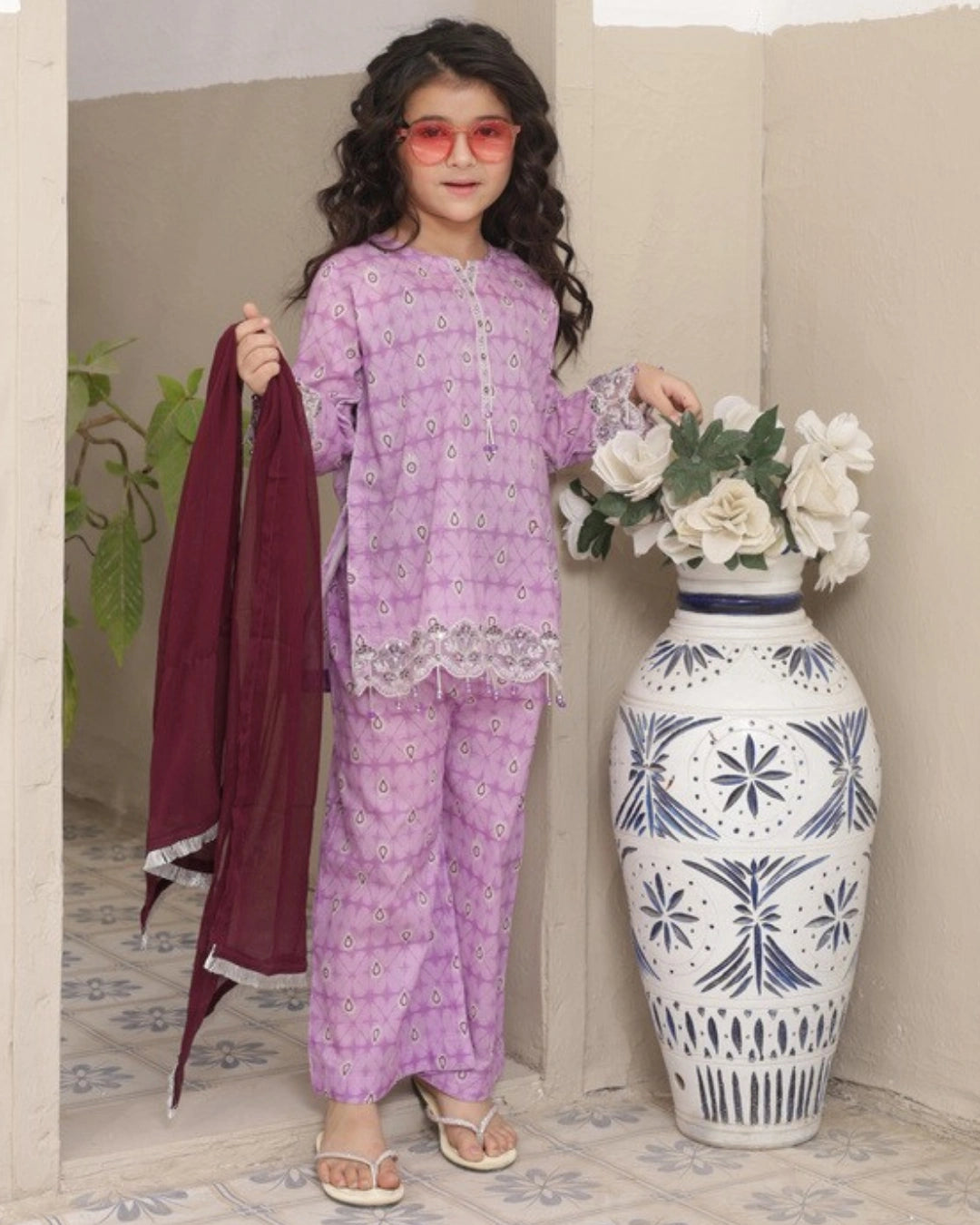Shanzey Embroidered Lawn Stitched 3 Piece Suit – SHK-5302 (Lilac) | Summer Collection 2026