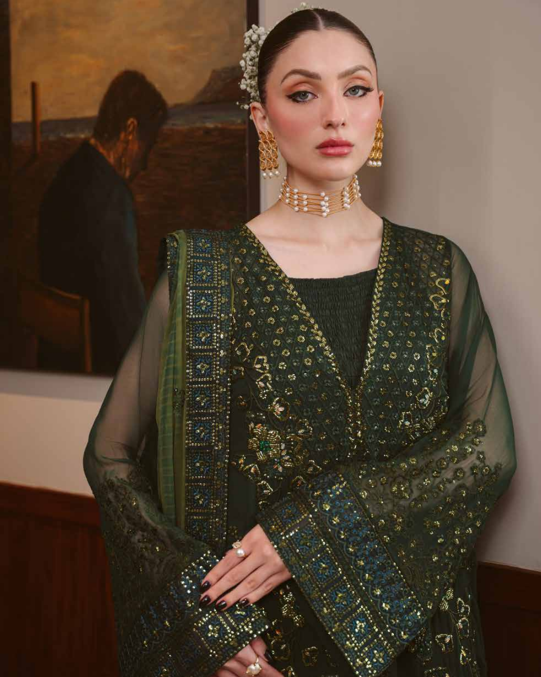 Elaya by Nureh Embroidered Luxury Chiffon Unstitched 3 Piece Suit (NEL-93)