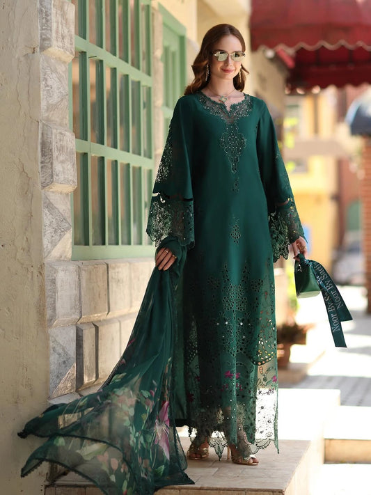 Noor Luxe Chikankari 3-Piece Unstitched Lawn Embroidered Suit (D6 - B)