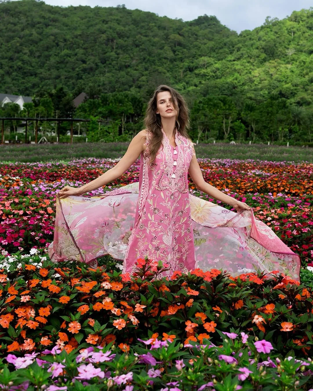 Whimsical Scent – Chikan Embroidered Lawn with Chiffon Dupatta