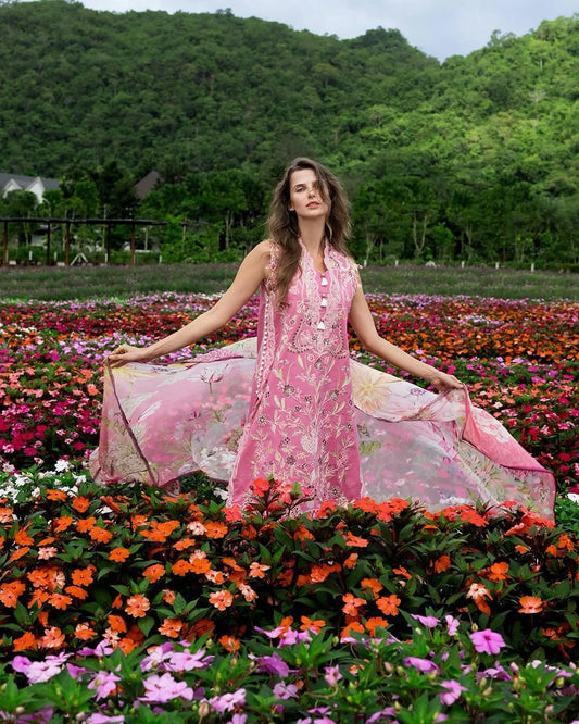 Whimsical Scent – Chikan Embroidered Lawn with Chiffon Dupatta