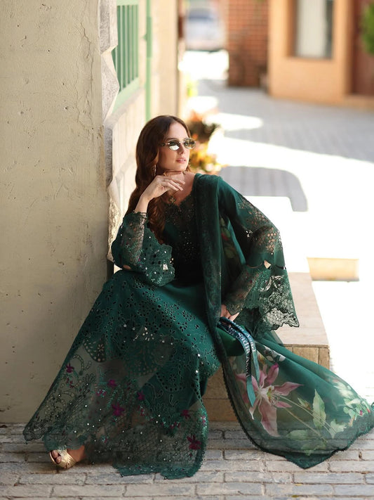 Noor Luxe Chikankari 3-Piece Unstitched Lawn Embroidered Suit (D6 - B)