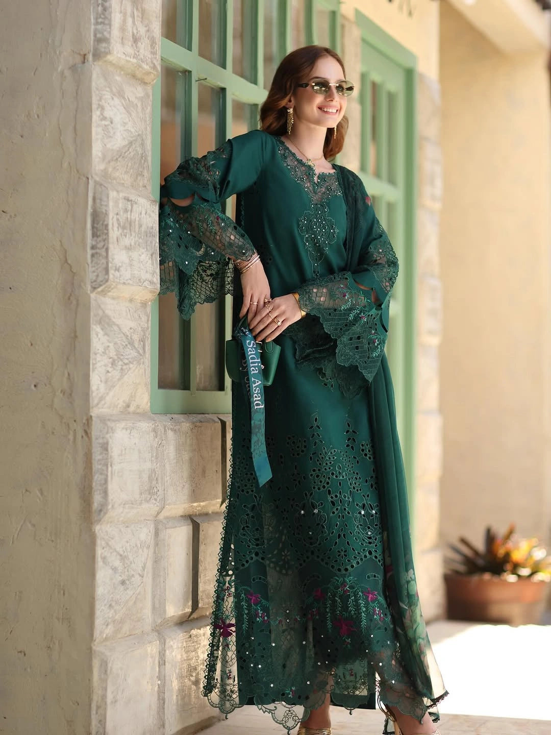 Noor Luxe Chikankari 3-Piece Unstitched Lawn Embroidered Suit (D6 - B)