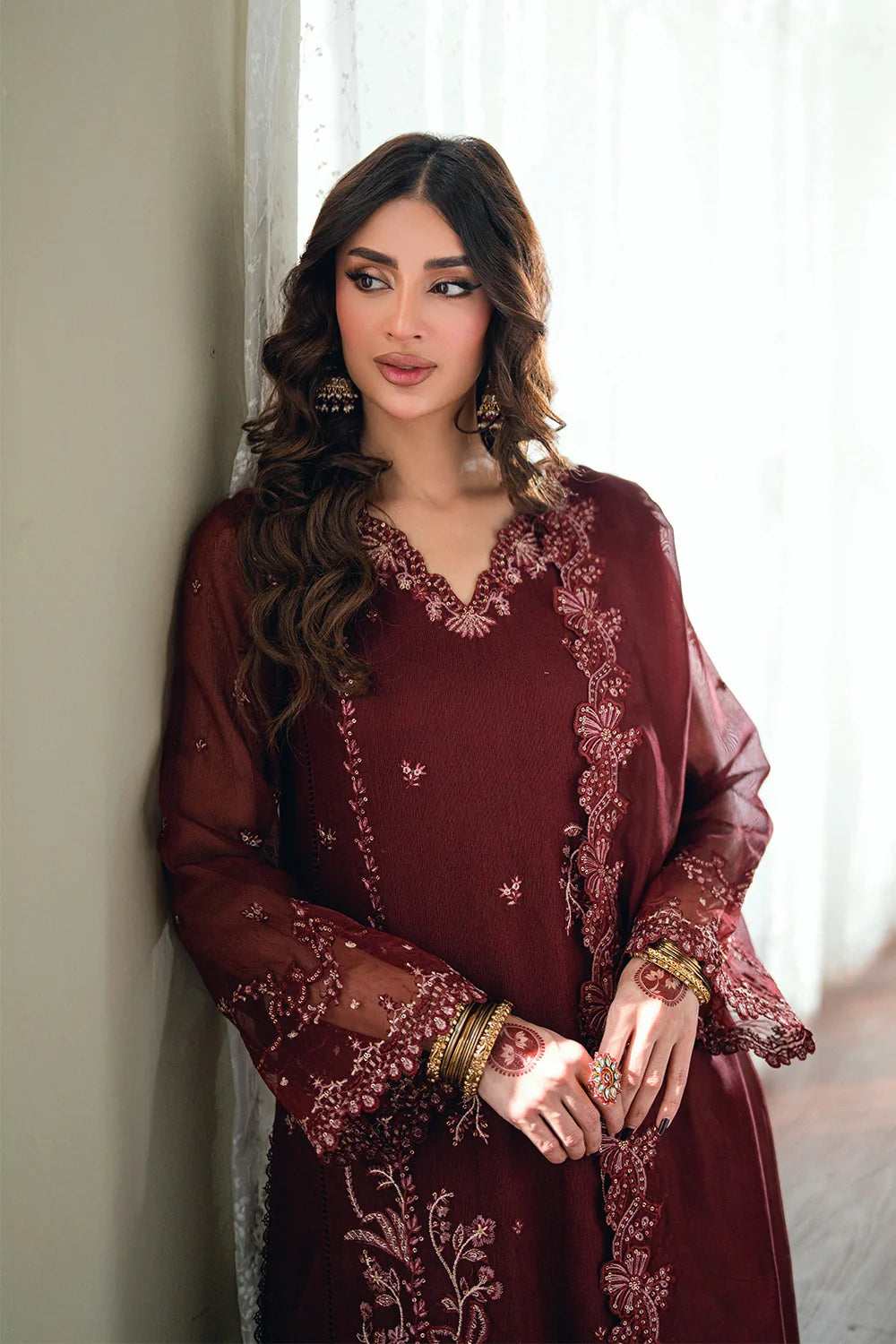 Azure Ensembles '26 - Premium 3 Piece Unstitched Suit (Hibiscus)