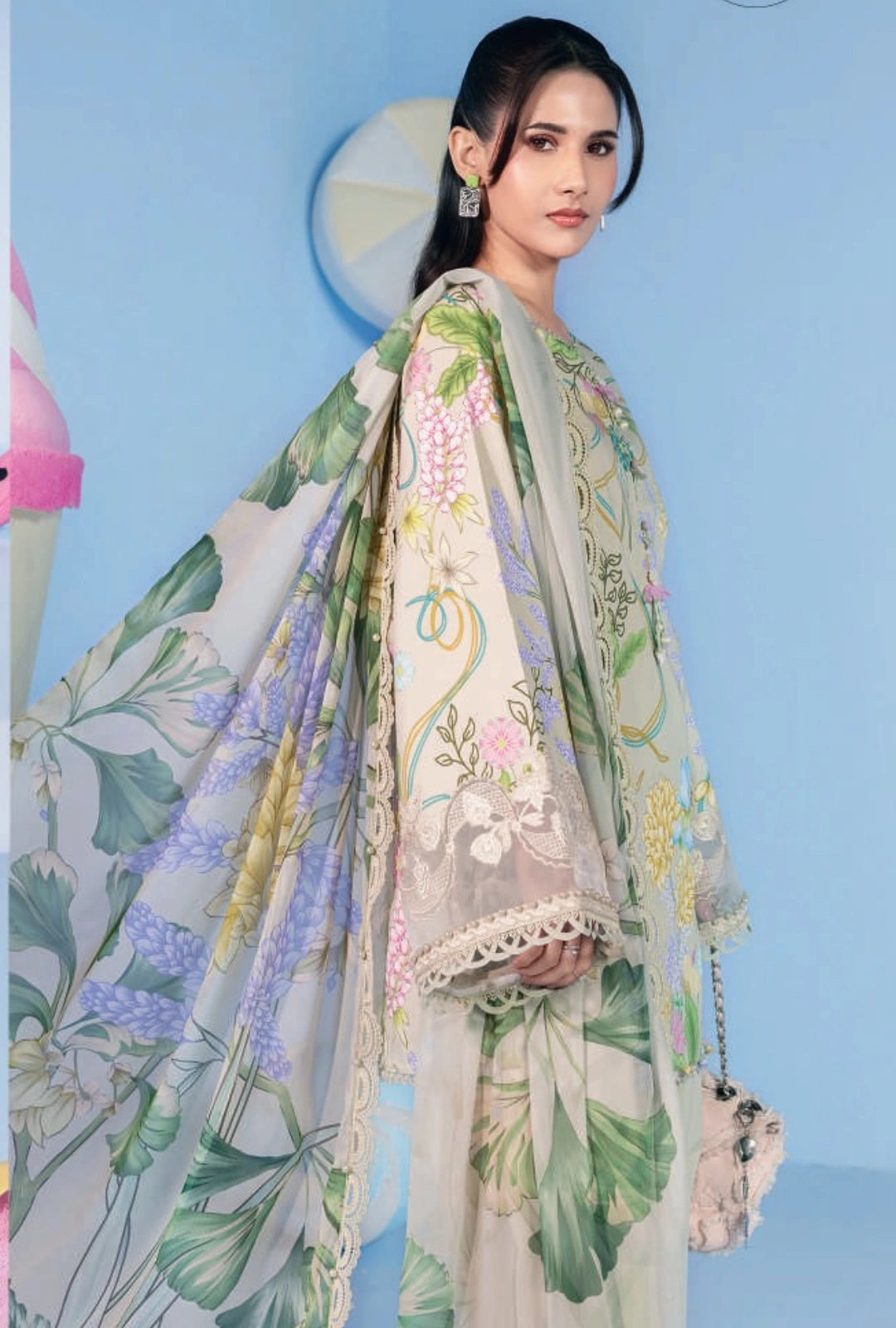 MariaB MBasics Printed & Embroidered Lawn Unstitched 3 Piece Suit (unstitched)