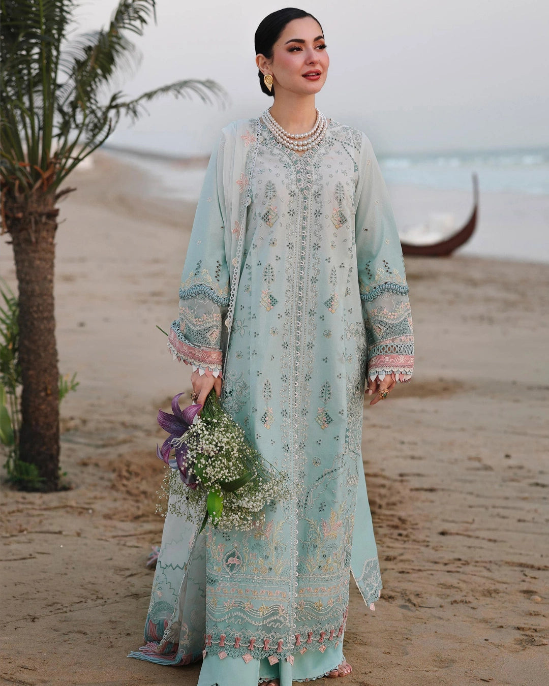 Qalamkar 3-Piece Chikankari Embroidered Luxury Lawn Suit (Unstitched) SA #05