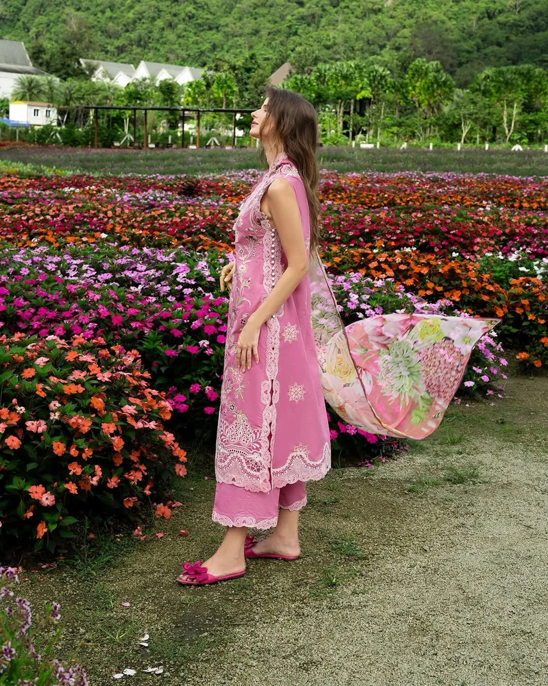 Whimsical Scent – Chikan Embroidered Lawn with Chiffon Dupatta