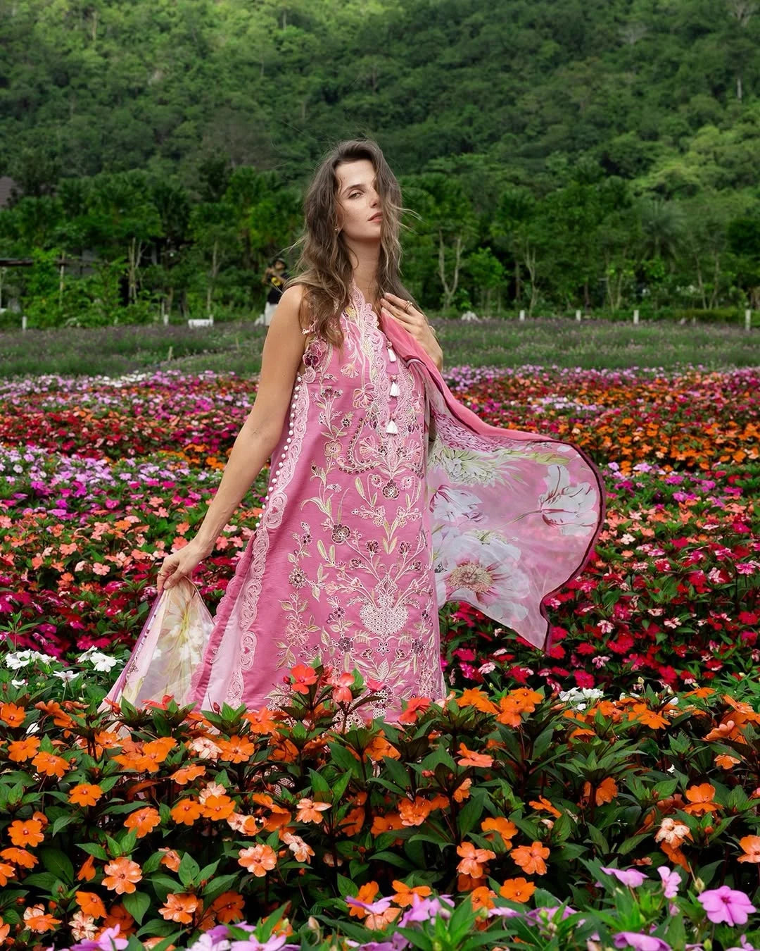 Whimsical Scent – Chikan Embroidered Lawn with Chiffon Dupatta