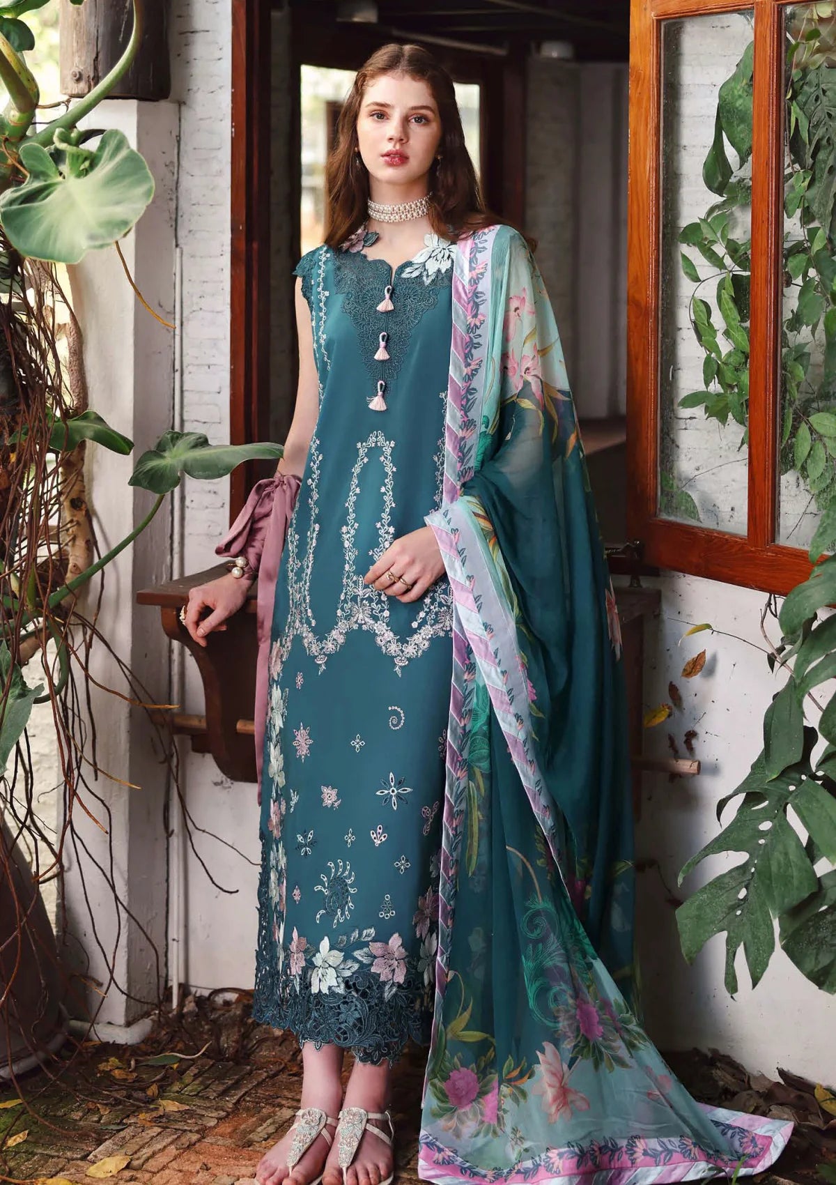 Hemline By Mushq - Secret Garden 26 Unstitched Suit (Ivy Spell)