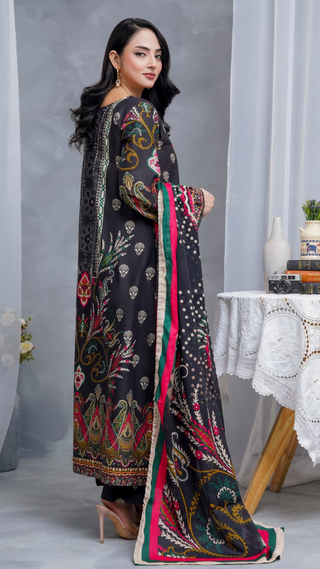Hayat Summer Printed Kaftan Stitched 3 Piece Suit (06)