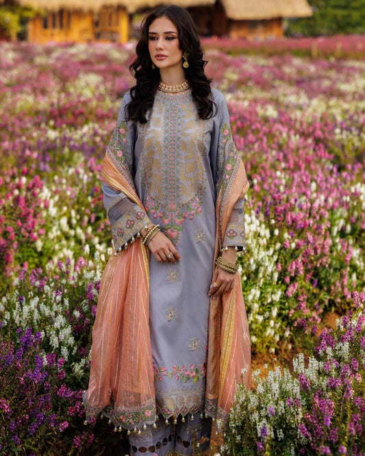 Charizma Zouq Eid Premium 3-Piece Embroidered Lawn Suit (Unstitched) CZ5-05