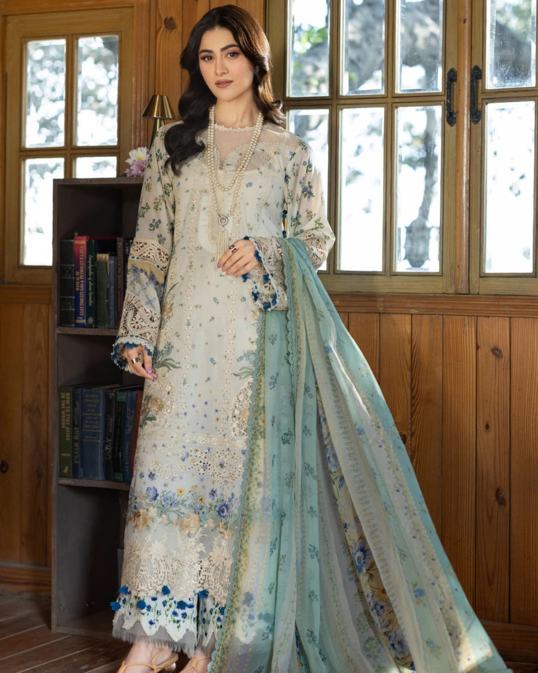 ELAF PREMIUM - Chikankari - Prints Collection with Chiffon (unstitched)