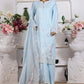 HZ Muse-Embroidered 3 Piece Outfit Stitched Suite POWDER BLUE (CSE-3P-216)