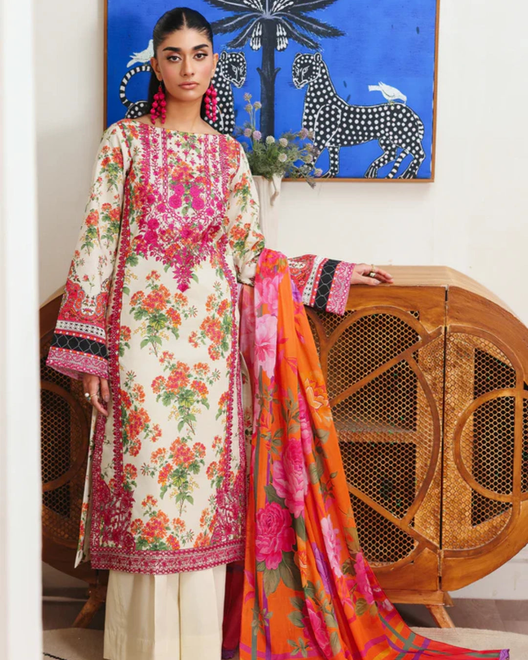 NISSA Floral Symphony – Embroidered & Printed Lawn Suit by Rajbari (Unstitched) 05