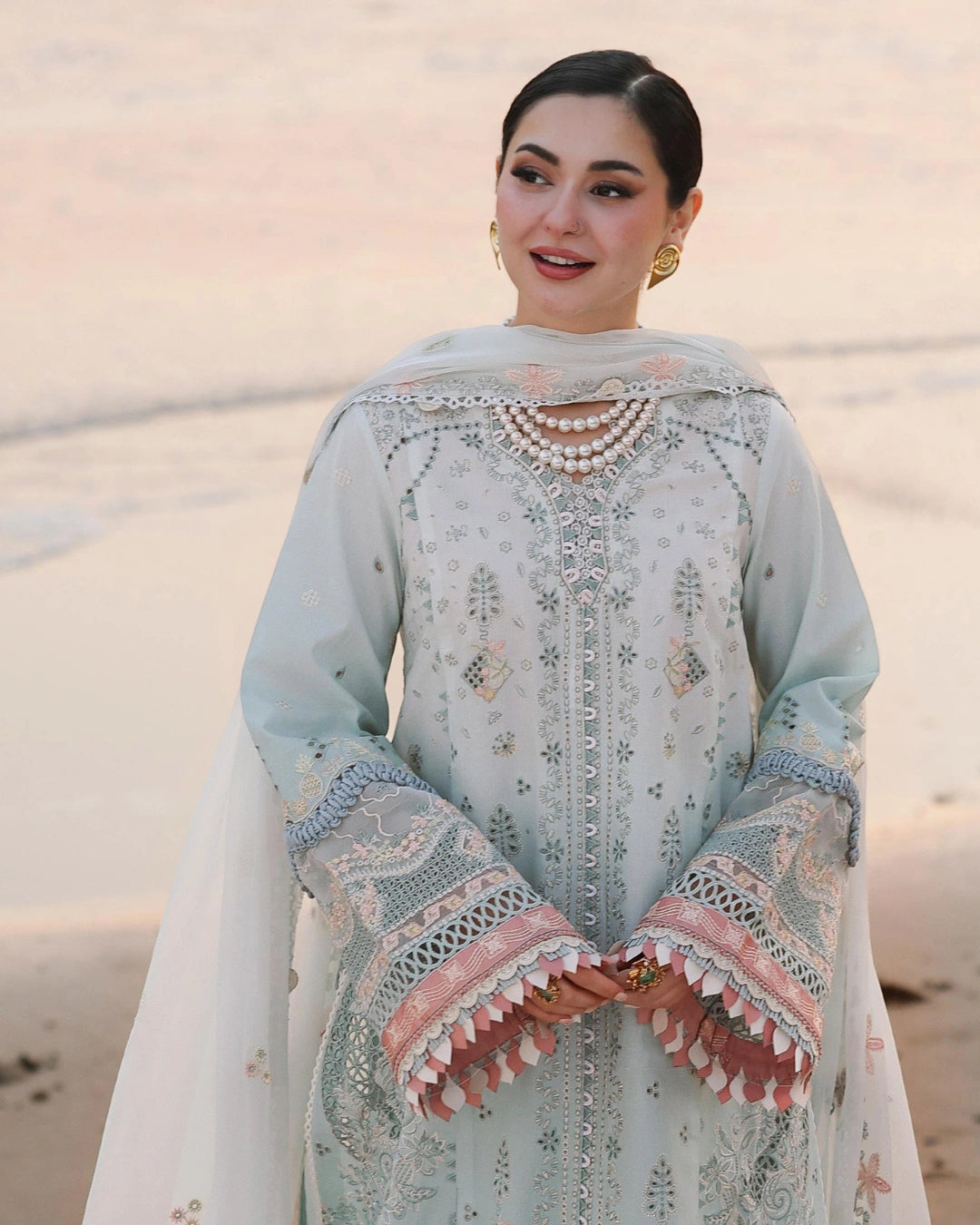 Qalamkar 3-Piece Chikankari Embroidered Luxury Lawn Suit (Unstitched) SA #05