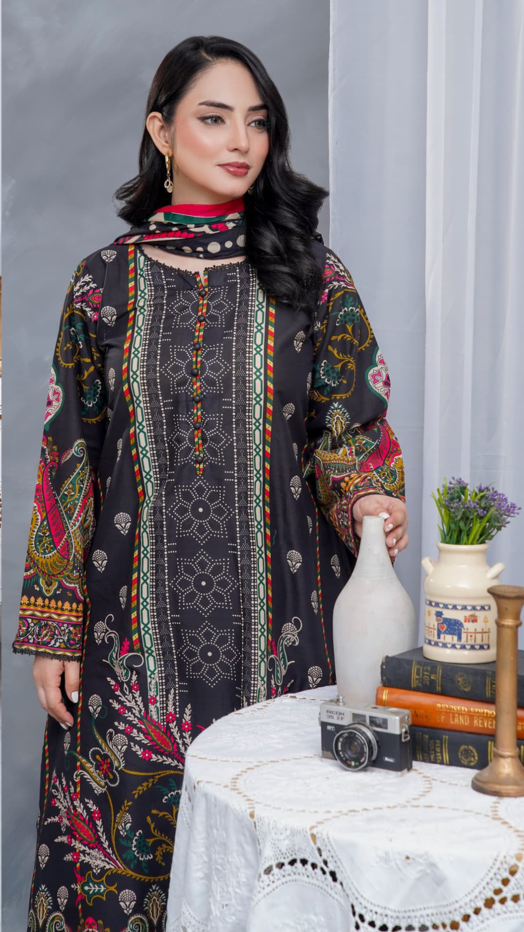 Hayat Summer Printed Kaftan Stitched 3 Piece Suit (06)