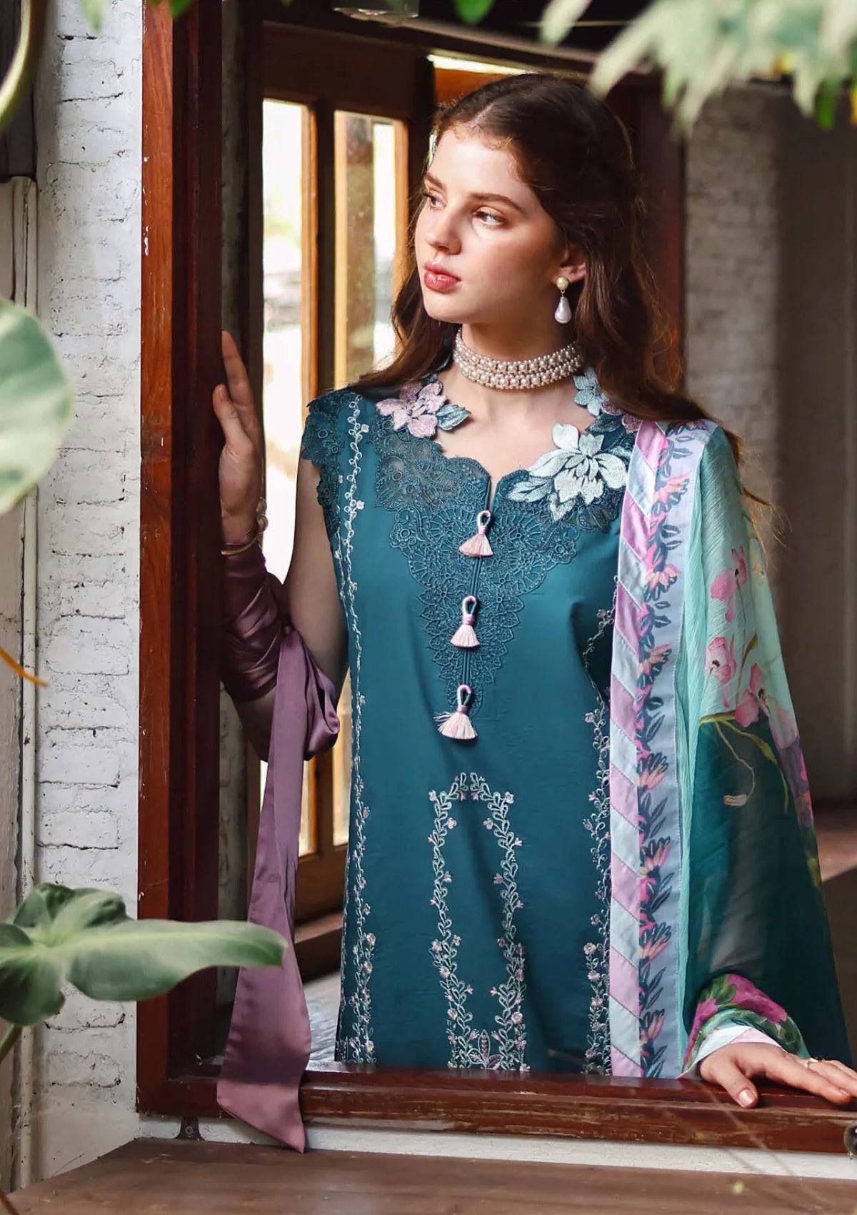 Hemline By Mushq - Secret Garden 26 Unstitched Suit (Ivy Spell)