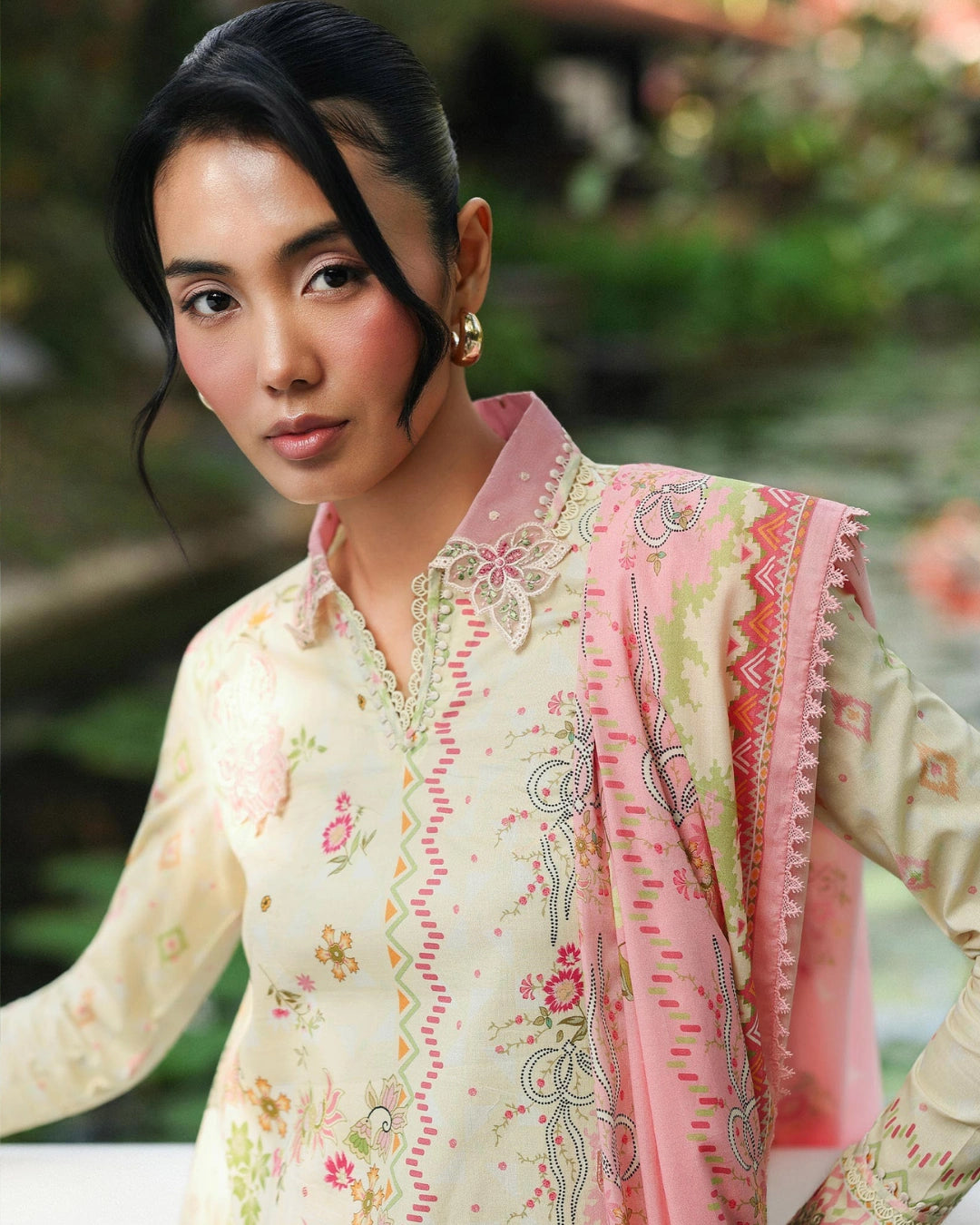 Qalamkar Qprints | Digital Printed Lawn Chikankari Embroidered Unstitched Suit | MAIRI