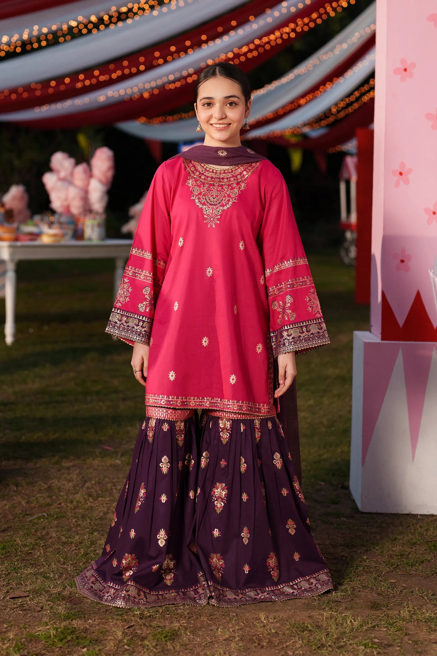 Garnet Embroidered Lawn Stitched 3 Piece Suit (Marshmallow) | Summer Collection 2026