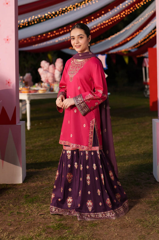 Garnet Embroidered Lawn Stitched 3 Piece Suit (Marshmallow) | Summer Collection 2026