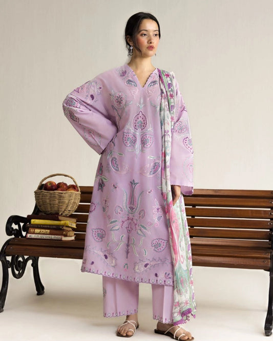 Coco By Zara Shahjahan Embroidered Lawn 3-Piece Unstitched Suit (Sia-4A)