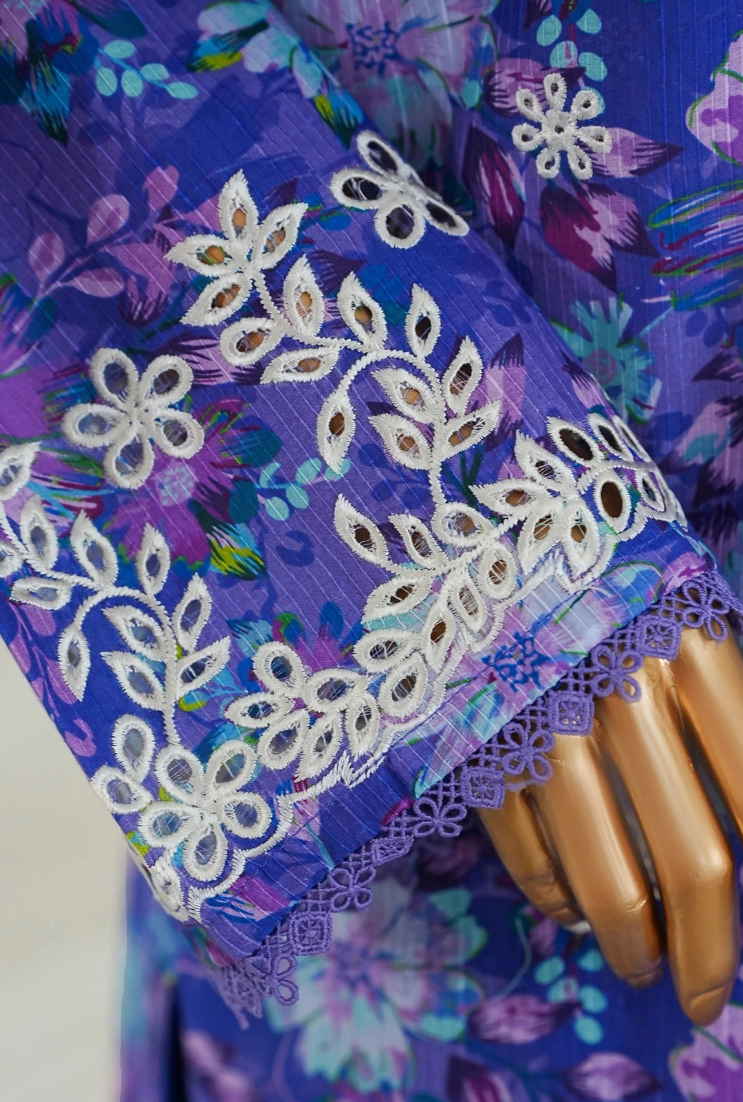 Amna Khadija Ismet Chikankari Embroidered Bana Dora Lawn Stitched 3 Piece Suit - AKC-05 | Blue | Summer Collection