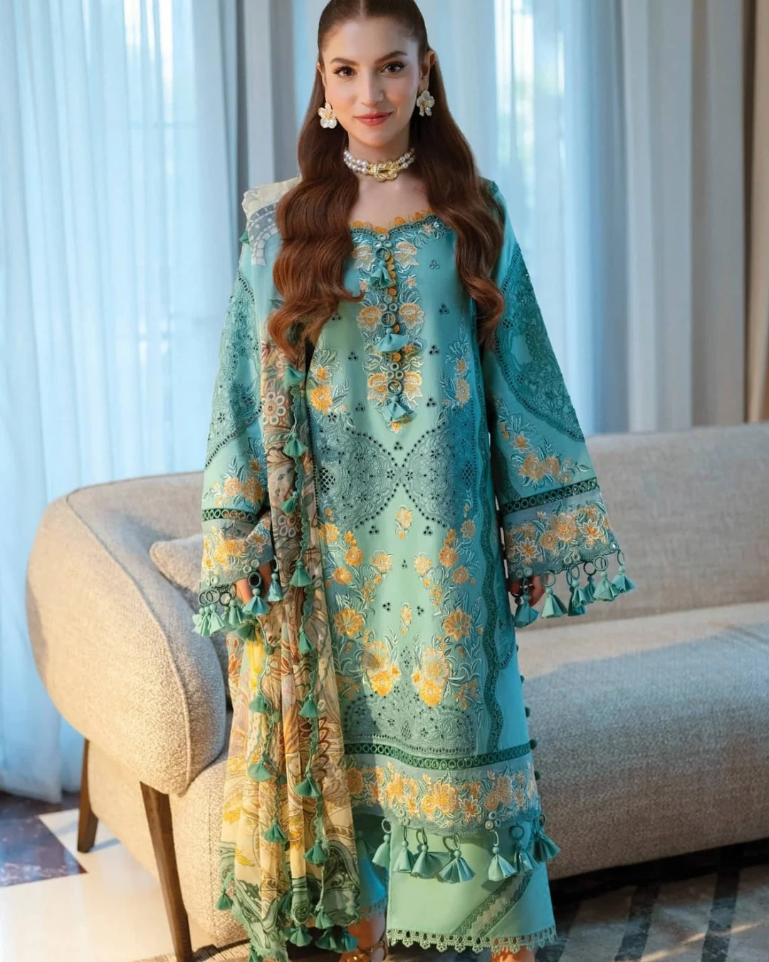 Jade Ombre Starlet Luxury Lawn – Chikankari Embroidered Unstitched 3-Piece Suit | 20825