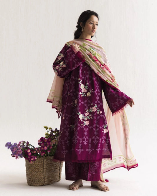 Coco By Zara Shahjahan Embroidered Lawn 3-Piece Unstitched Suit (Airi-1A)