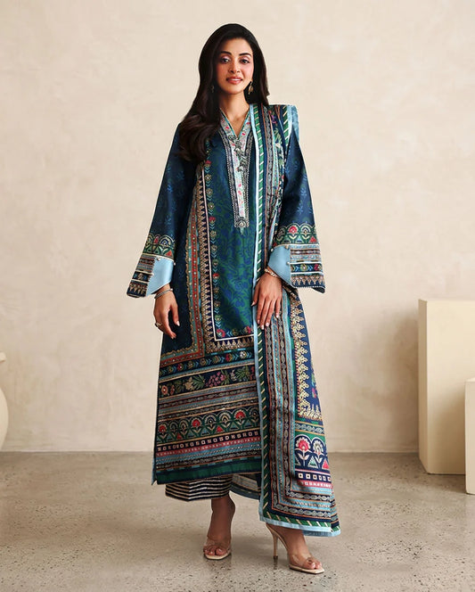 Hemline by Mushq Nirvana 26 Embroidered 3-Piece Unstitched Suit (Scene Stealer)