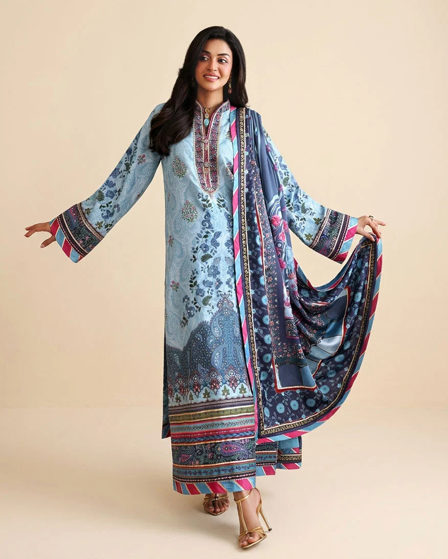 Hemline by Mushq Nirvana 26 Embroidered 3-Piece Unstitched Suit (In my Element)