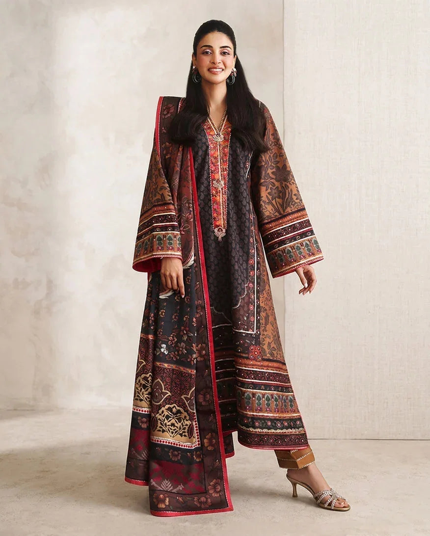 Hemline by Mushq Nirvana 26 Embroidered 3-Piece Unstitched Suit (Effortlessly Me)