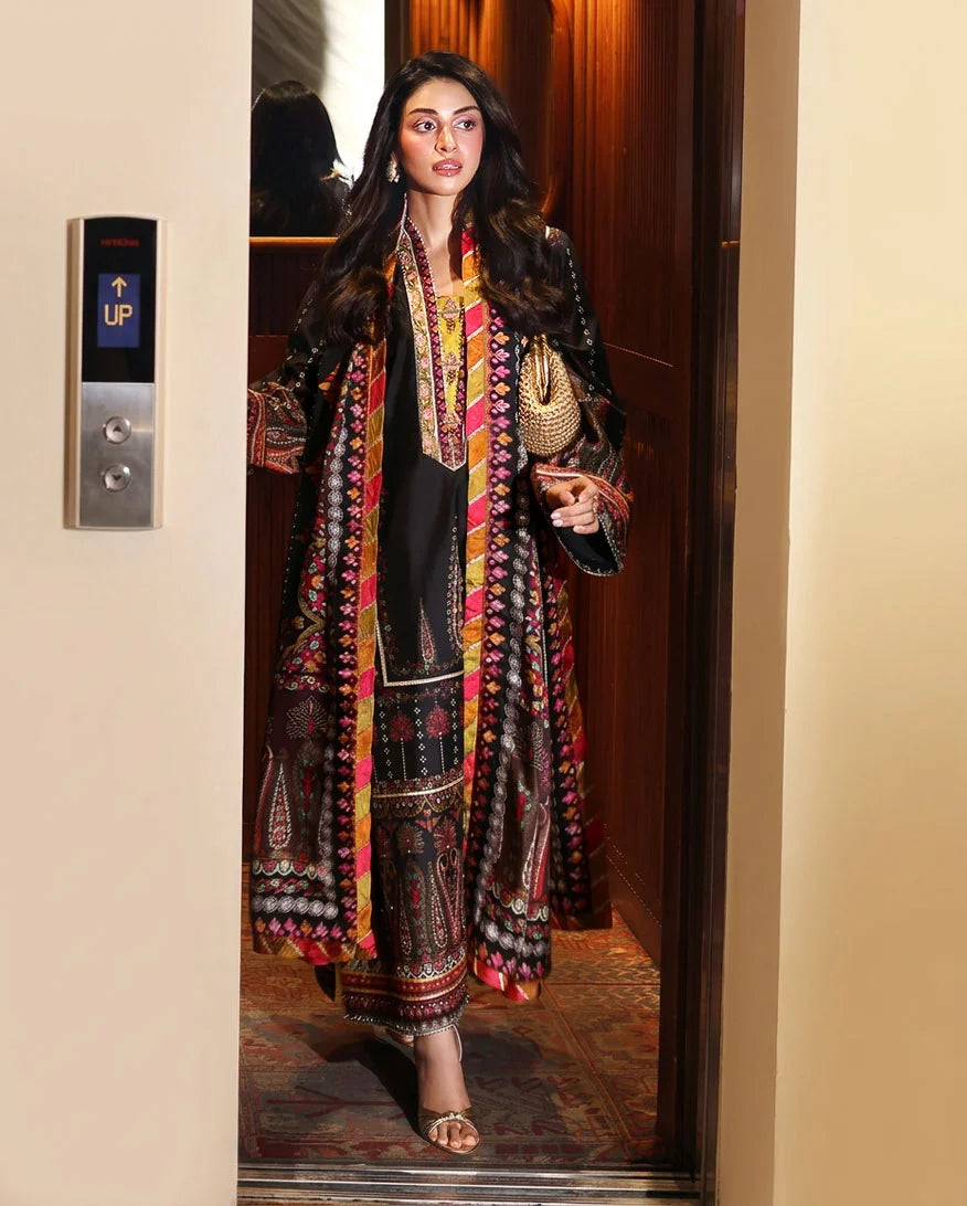 Hemline by Mushq Nirvana 26 Embroidered 3-Piece Unstitched Suit (Star off Duty)
