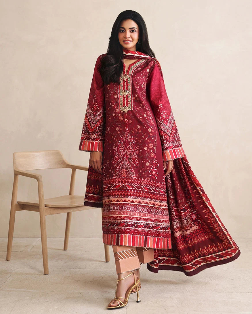 Hemline by Mushq Nirvana 26 Embroidered 3-Piece Unstitched Suit (Soft Spotlight)