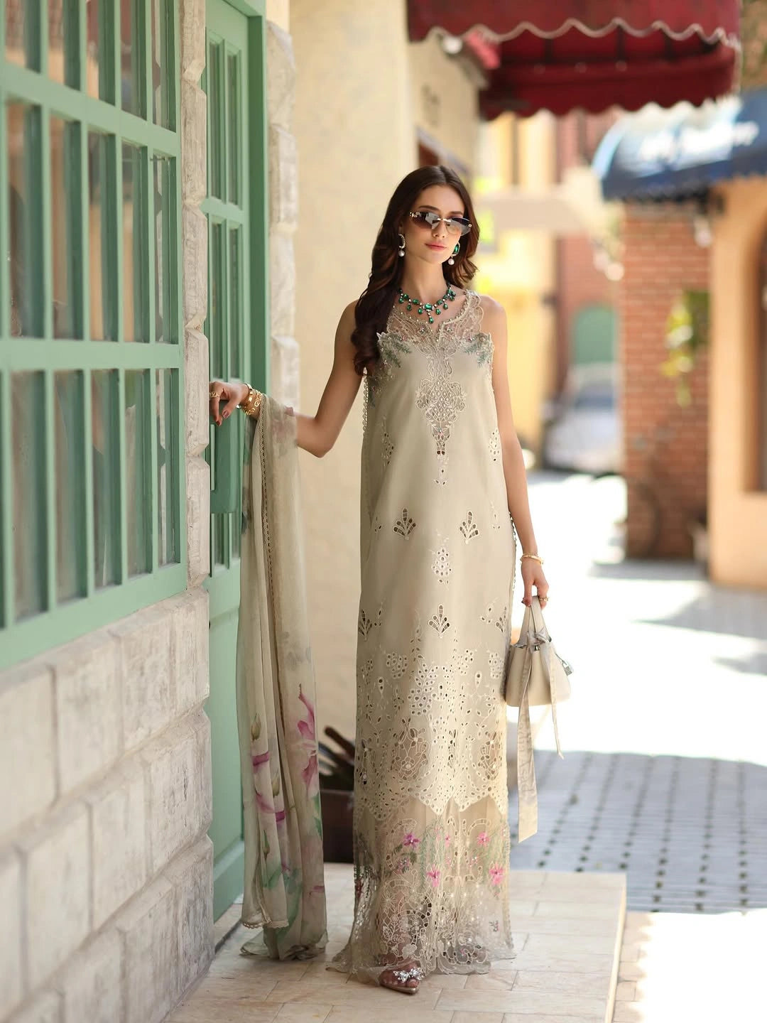 Noor Luxe Chikankari 3-Piece Unstitched Lawn Embroidered Suit (D6 - A)