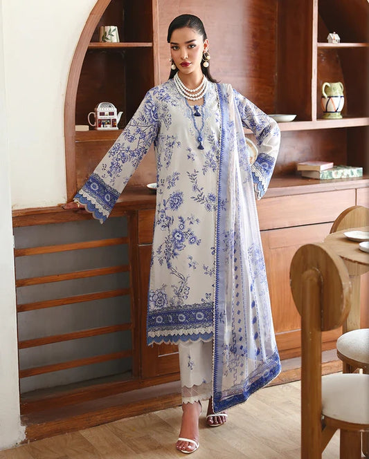 Roheenaz Éclat | Lilac Bloom | Unstitched 3 Piece Lawn Suit (Printed & Embroidered)