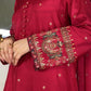 Luxury Viscose Embroidered 3PC Suit with Farshi Shalwar