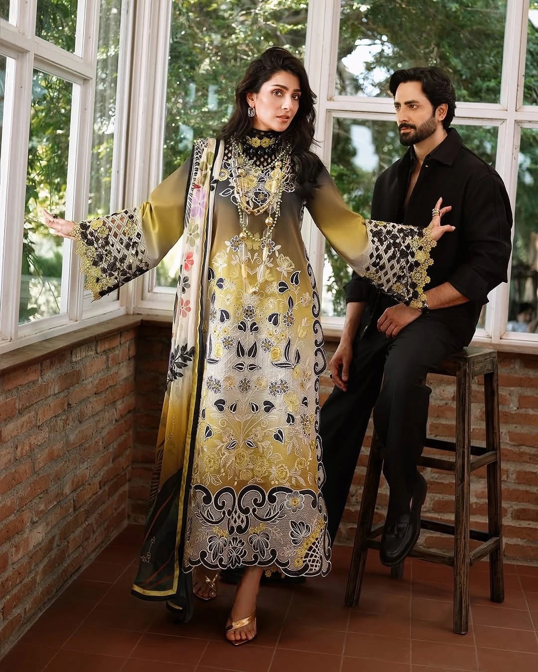 Mushq A Moi Luxury Lawn ’26 | Embroidered 3-Piece Unstitched Suit (Timeless Charm)