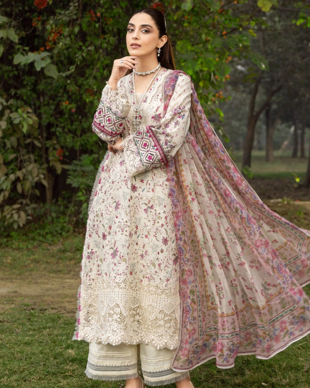 ELAF PREMIUM - Chikankari - Prints Collection with Chiffon (unstitched)