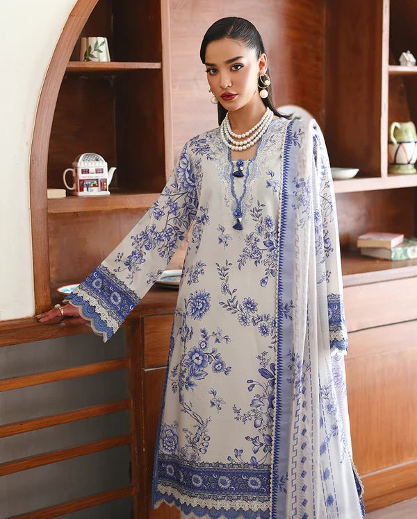 Roheenaz Éclat | Lilac Bloom | Unstitched 3 Piece Lawn Suit (Printed & Embroidered)