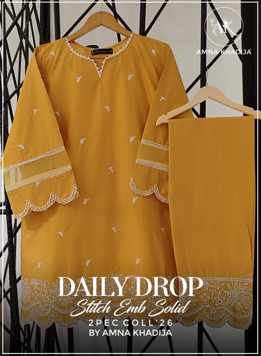 Daily Drop Embroidered Lawn 2 Piece Suit by Amna Khadija (Stitched)
