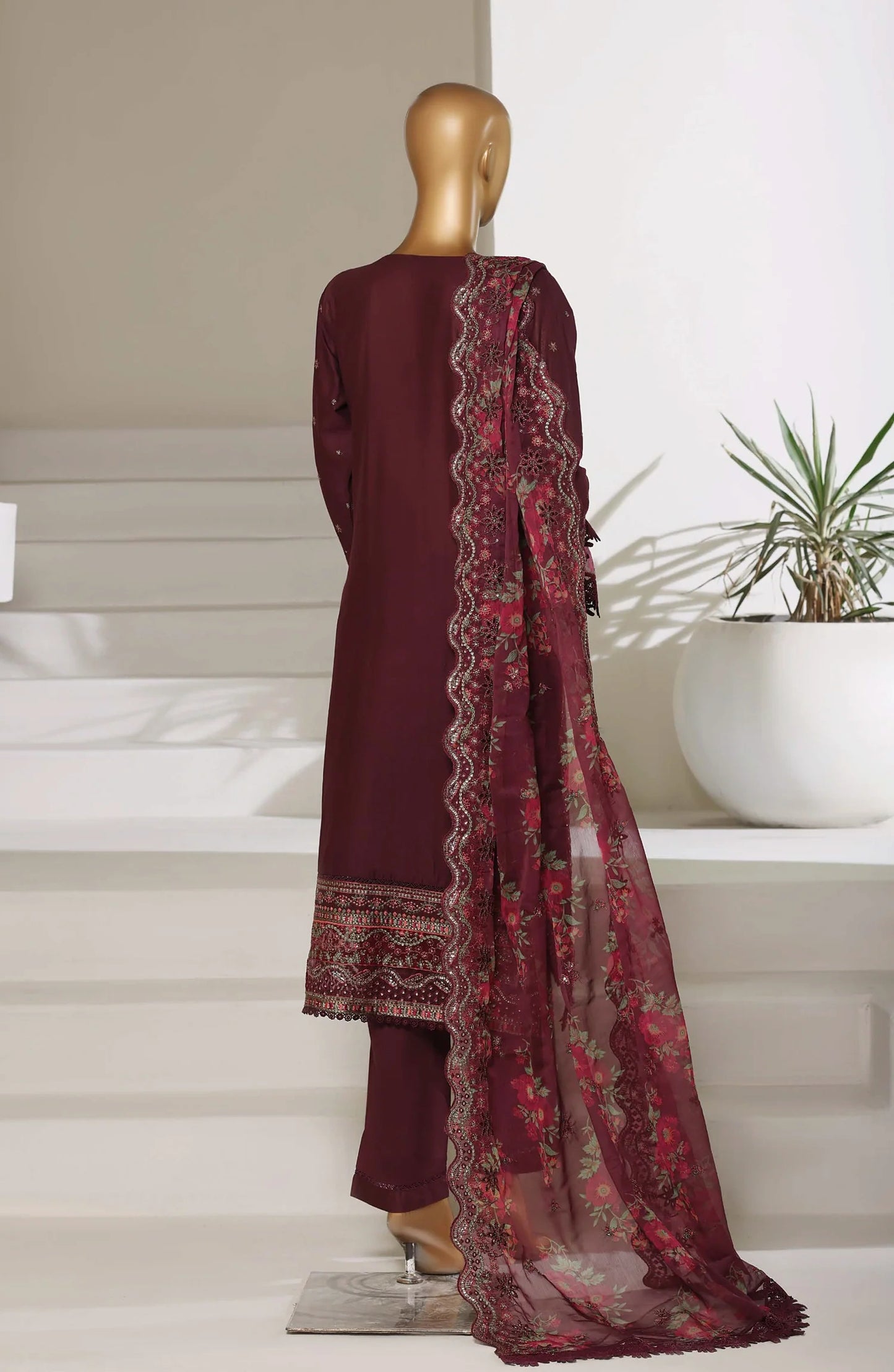 Sadabahar Luxury Embroidered Stitched 3-Piece Suit – D-01 | Festive Collection