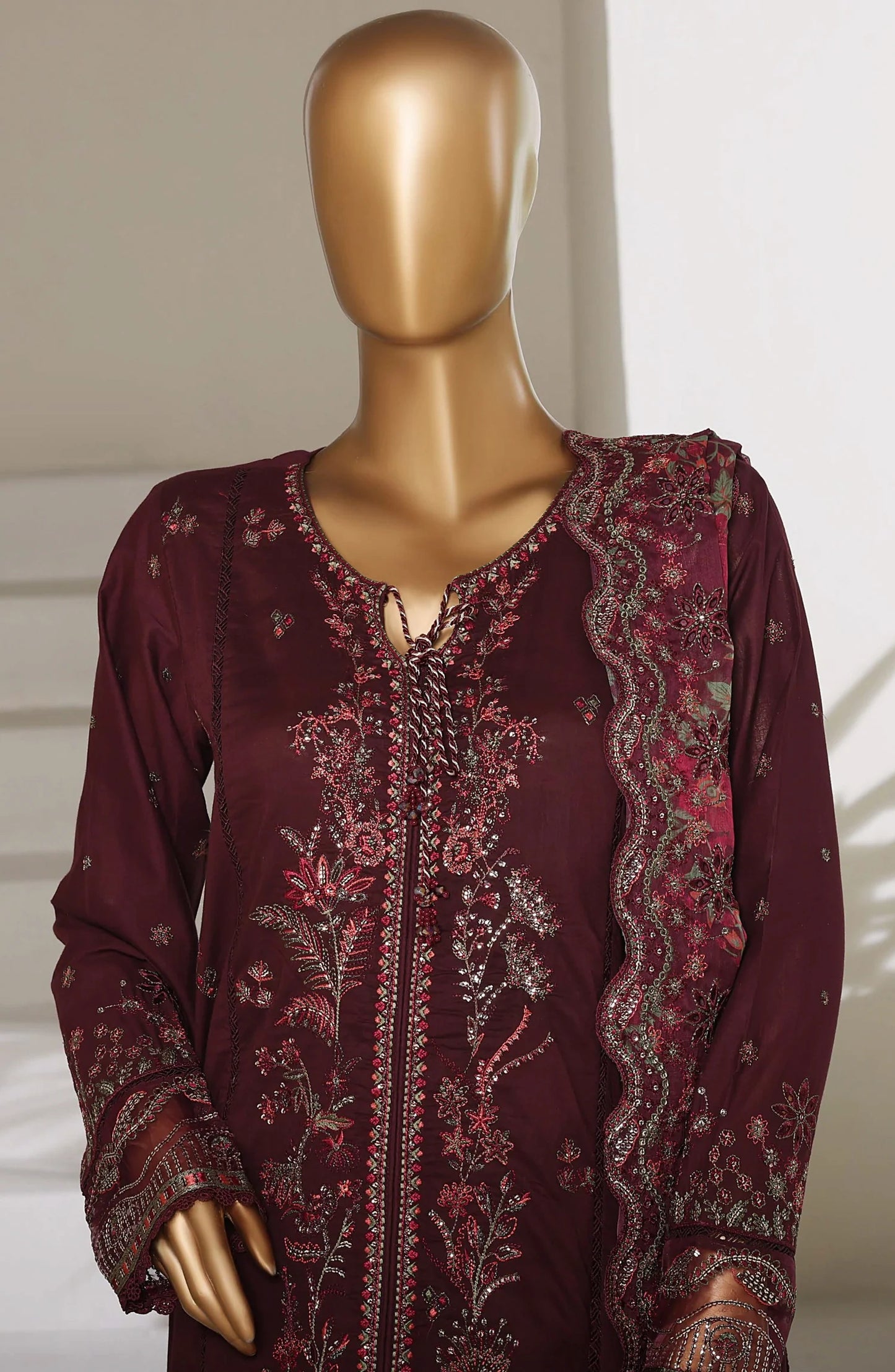 Sadabahar Luxury Embroidered Stitched 3-Piece Suit – D-01 | Festive Collection