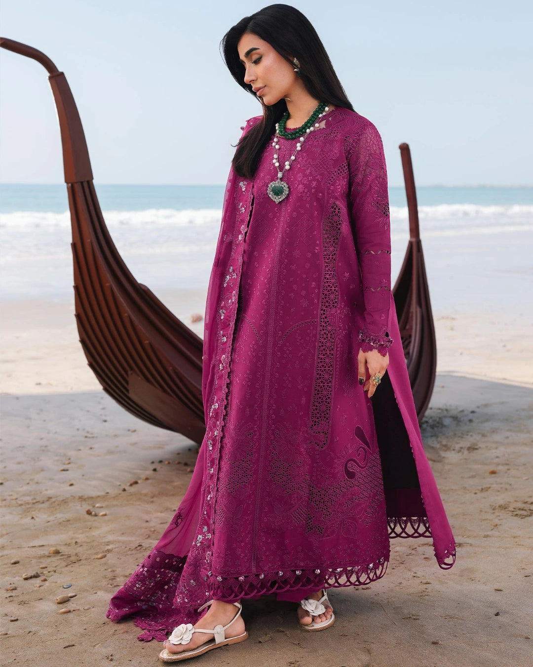 Qalamkar 3-Piece Chikankari Embroidered Luxury Lawn Suit (Unstitched) SA #01