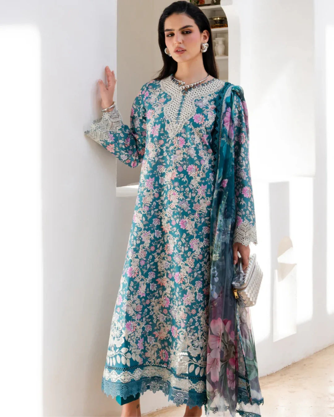 Aabyaan Shezlin Chikankari Lawn 2026 – Embroidered 3 Piece Suit (AZ-01)