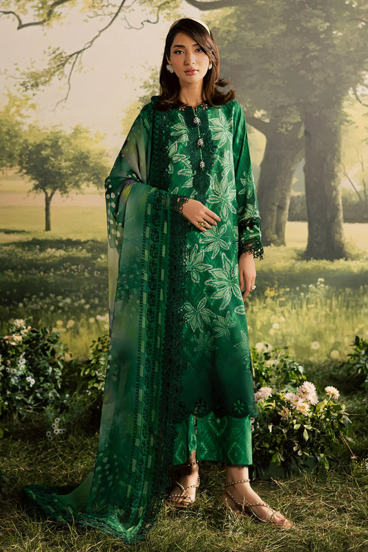 NUREH BLOOM Embroidered & Printed Doriya Lawn 3 Piece Unstitched Suit (BL-17)