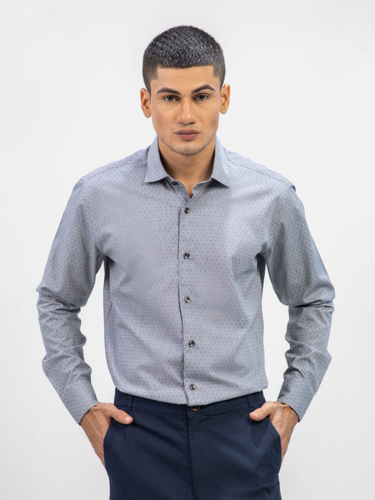 Grey 5086 Fil Coupe Formal Shirt-SS2024