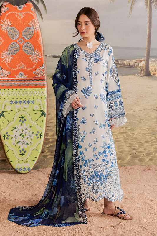 Nureh Embroidered & Printed Lawn paired Stitched 3 Piece Suit (NP-805)