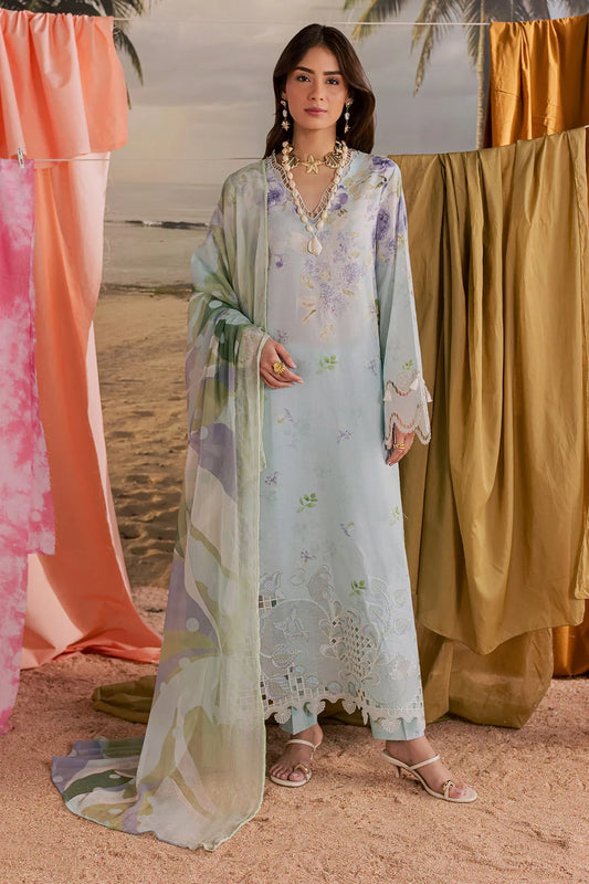 Nureh Embroidered & Printed Lawn paired Stitched 3 Piece Suit (NP-807)
